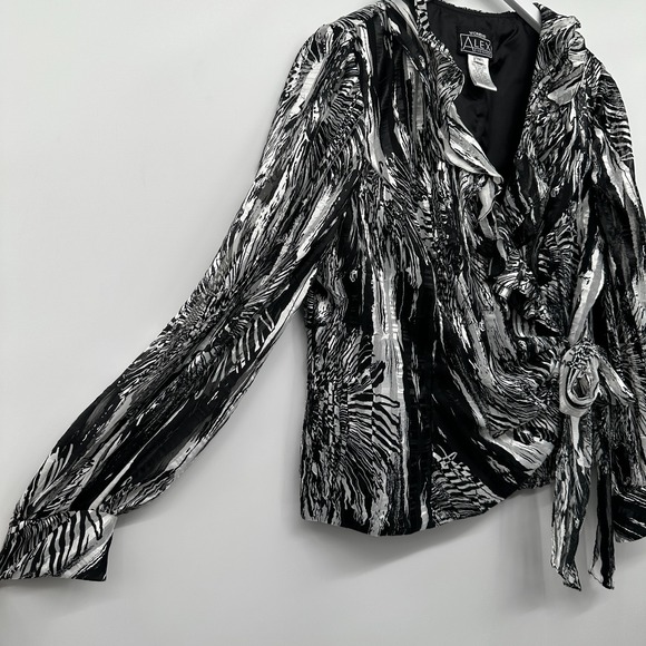 Alex‎ Evenings Wrap Blazer Jacket Top Size 1X Chiffon Long Sleeve Romantic Boho - Picture 2 of 11